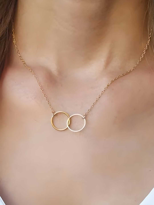 Two Gold Circle Necklace