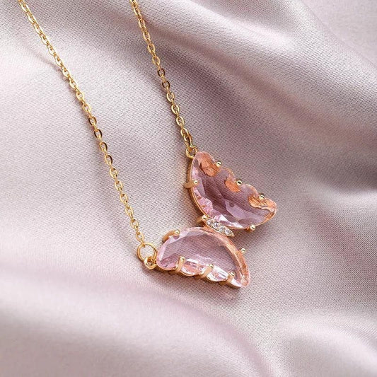 Pink Butterfly Necklace