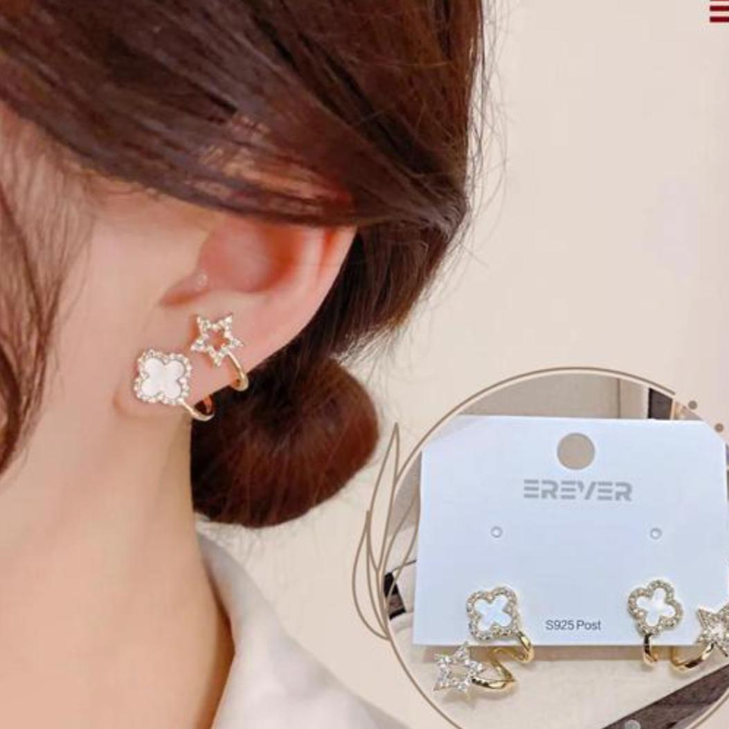 Korean Fashion Vibrato live four leaf Clover Earrings